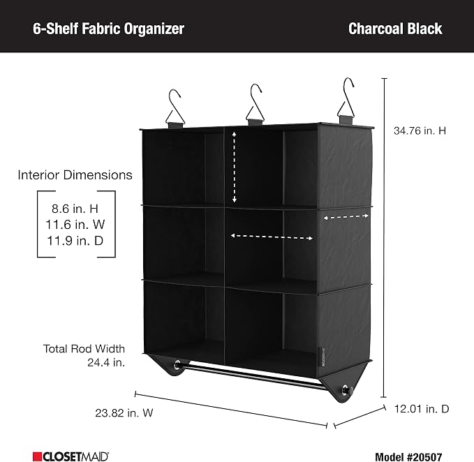 ClosetMaid 6-Shelf Fabric Hanging Closet Organizer - Image 5