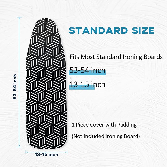 Black Ironing Board Cover and Pad 15x54, RAINHOL Extra Thick Standard Size - Image 7