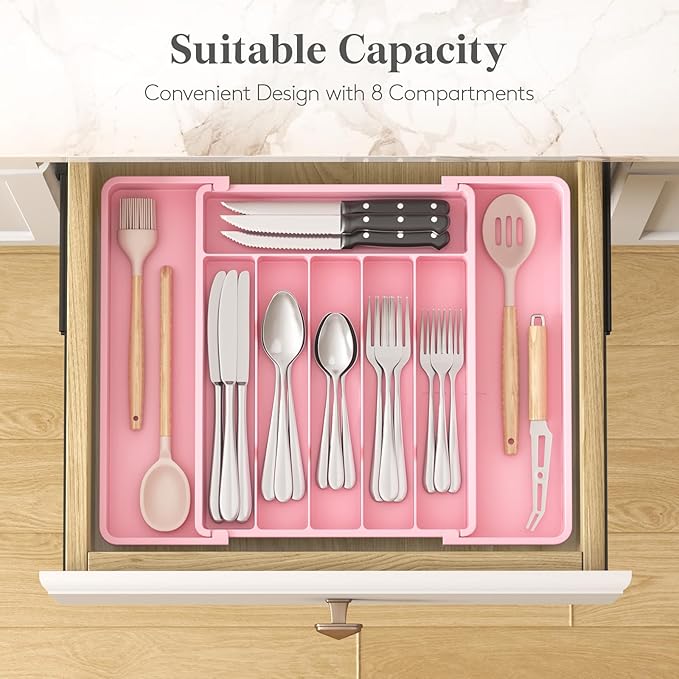 Lifewit Expandable Silverware Drawer Organizer, Kitchen Utensil Tray | BPA-free - Image 3