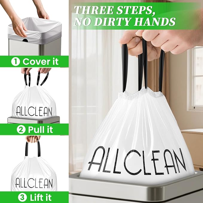 Trash Bags 15 Gallon Tall Kitchen Drawstring Garbage Bag Fit 13-15 Gal Bins | - Image 3