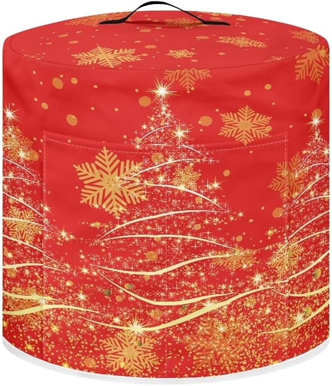 Golden Christmas Tree Dust Cover for Kitchen Instant Pot Accessories Appliance Cover Quart Pressure Cooker Air Fryer Rice Cooker Kitchen Appliance Dust Covers with Storage Pockets Size S