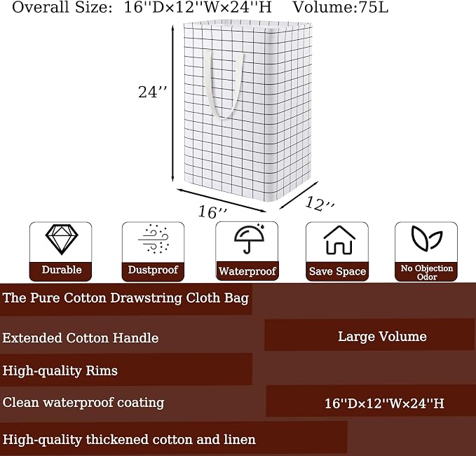 Waterproof Laundry Hamper Collapsible Laundry Basket Leather Handle Laundry Bag - Image 2