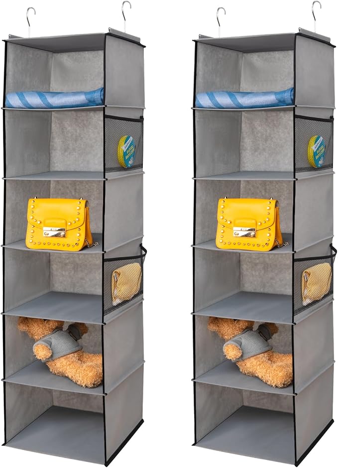 6 Shelves Hanging Closet Organizer, 2 Pack Hanging Storage by BrilliantJo
