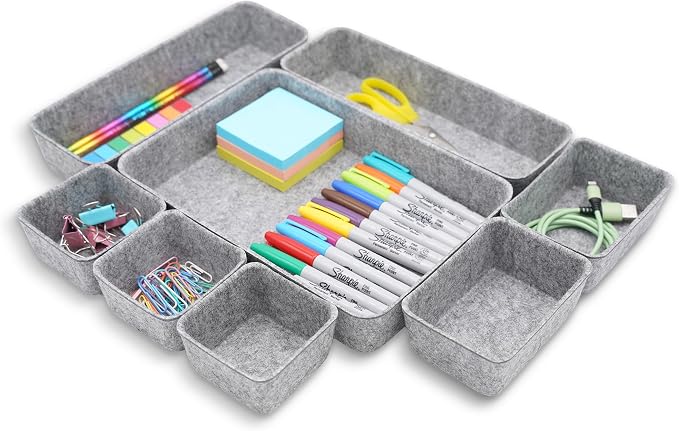 Desk Drawer organizers tray Felt storage bins aesthetics room décor by Welaxy