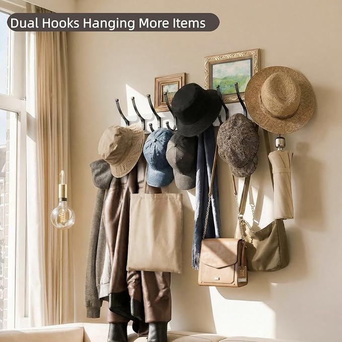 Optish 2 Pack Wooden Coat Rack Wall Mount, 16.1" Rustic Coat Hanger Hooks - Image 6