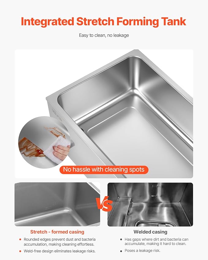 VEVOR 4-Pan Commercial Food Warmer, 24QT Electric Steam Table, 1200W Professional Countertop Stainless Steel Buffet Bain Marie with 86-185°F Temp Control for Catering and Restaurants, Silver