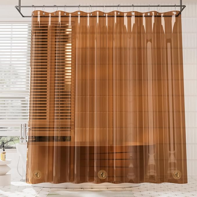 AmazerBath Premium EVA Shower Curtain Amber, Luxury Shower Curtain Clear Brown - Image 2