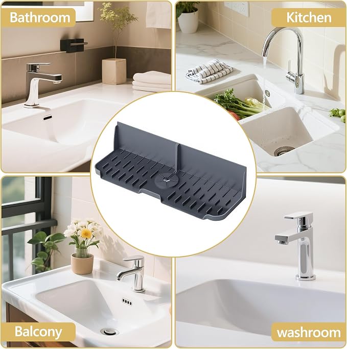 Sink Splash Guard Behind Faucet, Silicone Sink Faucet Drying Mat & Dish Soap - Image 6