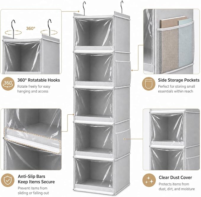 5-Shelf Hanging Closet Organizer - Image 6