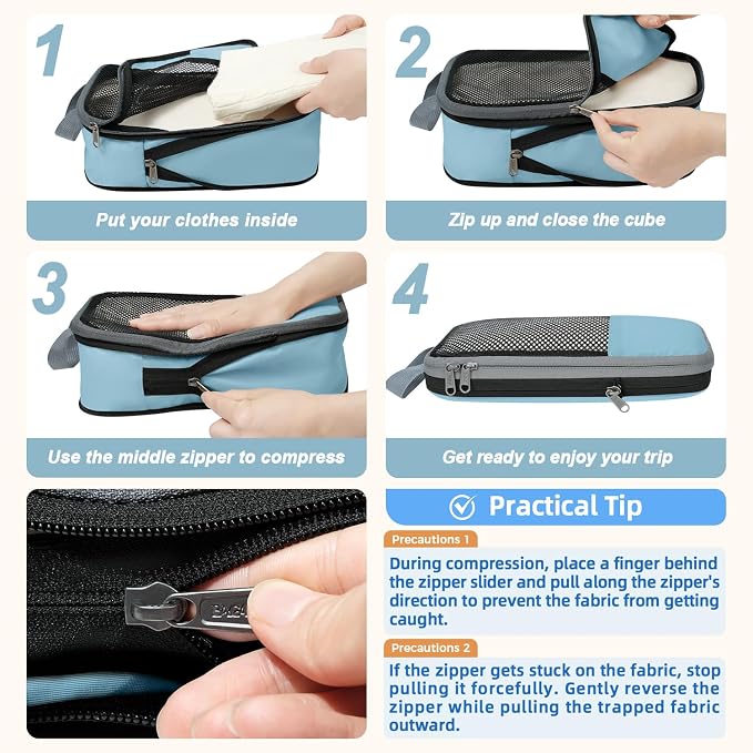 BAGAIL 4 Set/6 Set/8 Set Compression Packing Cubes Travel Accessories - Image 3
