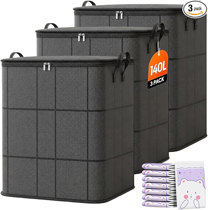 3 Pack 180L Spacious Moving Storage Bin, Portable Moving Storage Bags, Foldable by Unknown