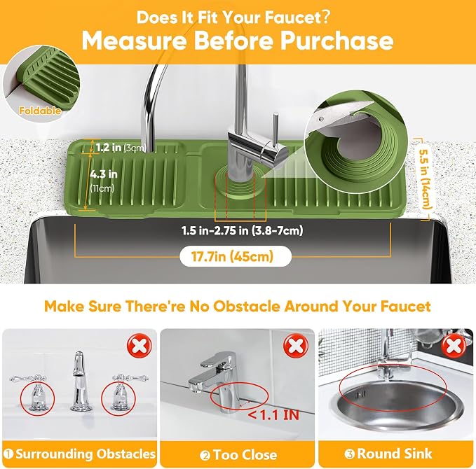 17.7'' Faucet Mat for Kitchen Sink Splash Guard Folding Kitchen Sink Faucet Mat - Image 3