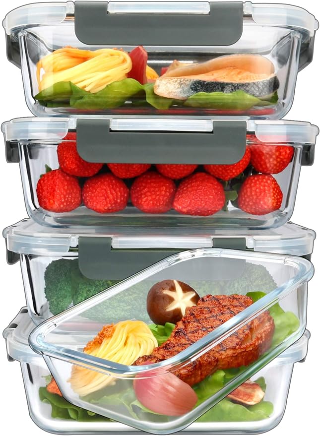 M MCIRCO 5 Pack 36 oz Glass Food Storage Containers by MMCIRCO