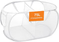 Durable Collapsible Foldable Mesh Pop Up Laundry Basket, 2 Compartments Easy to by Bemkoo