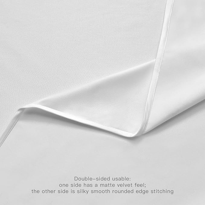 BALCONY & FALCON Rectangle Table Cloth Waterproof Tablecloth Fuzzy Linen and Satin Double-Sided Usable Table Cover for Dining, Kitchen, Cafe, Parties and Outdoor Use (White 57x118)