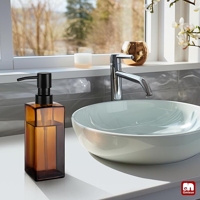 GMISUN Amber Glass Soap Dispenser, Hand Soap Dispenser - Image 6