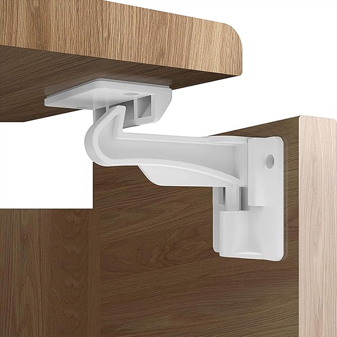 16 Pack Upgraded Invisible Baby Proofing Cabinet Latch Locks - No Drilling or Tools Required, Children Proof Cupboard Drawers Latches, Works with Most Cabinets and Drawers - Adhesive Easy Installation
