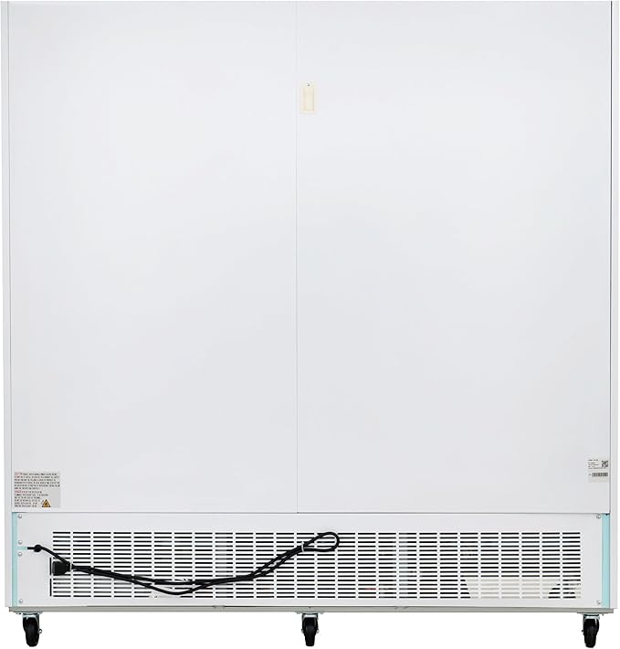 Kratos Commercial Three Door Merchandising Refrigerator, Large Swing Glass Door White Mobile Display Refrigerator for Markets and C Stores, 78" Wide, LED Lighting, 115V (67K-213)