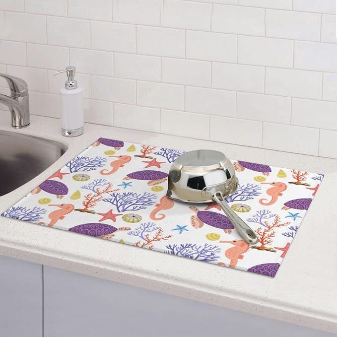 Purple Beach Sea Turtle Dish Drying Mat - Image 7
