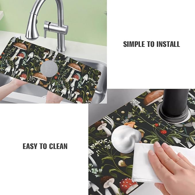 Sink Faucet Absorbing Mat, 2 Pack Drying Mat Around Faucet Sink Splash Guard - Image 6