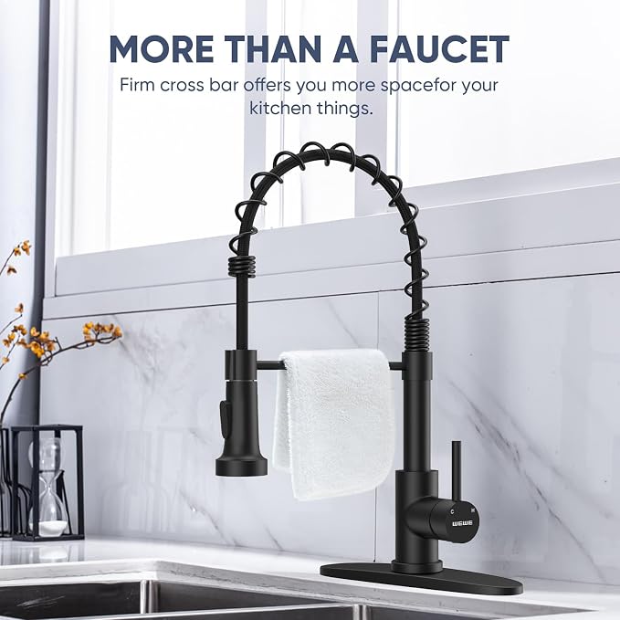 WEWE Matte Black Kitchen Faucet - Image 7