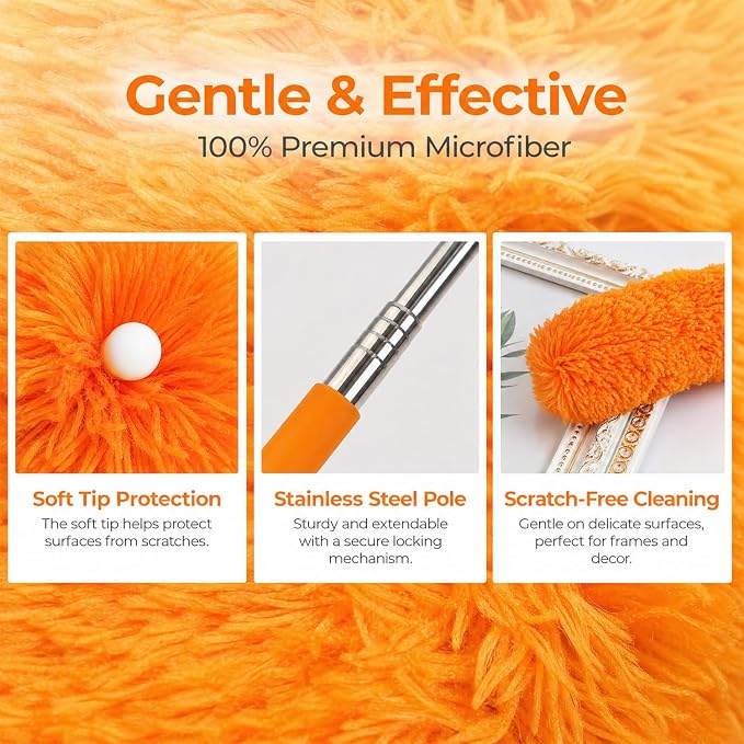 2 Pack Small Washable Microfiber Feather Duster, Microfiber Head, Cleaning Tool - Image 3