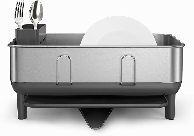 simplehuman Steel Frame Dishrack, Compact Dish Drying Rack - Image 2