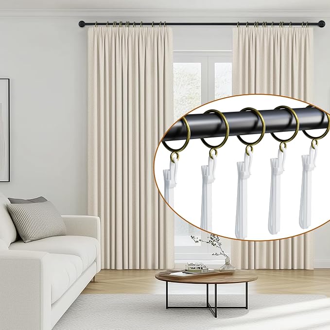 1.5 Inch Curtain Rings with Hooks, 24 Pack Bronze Metal Drapery Rings with Pins - Image 4