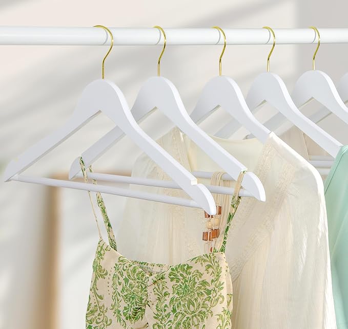 TOPIA HANGER Wooden Hangers 30 Pack, Non Slip Pants Bar, Shoulder Notches - Image 7
