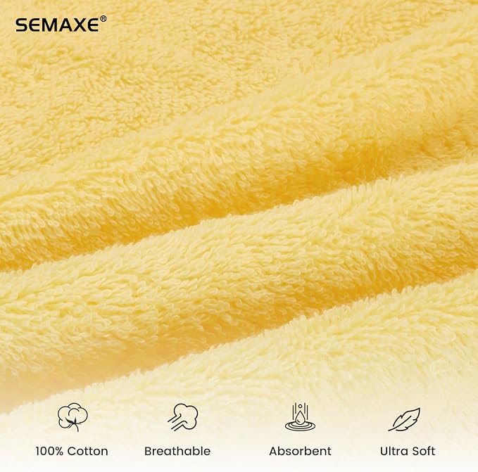 SEMAXE 4-Pack Yellow Cotton Hand Towels - Image 3