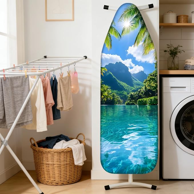 Nuxovilar Tropical Palm Cotton Ironing Board Cover 15x54 Fabric - Image 2