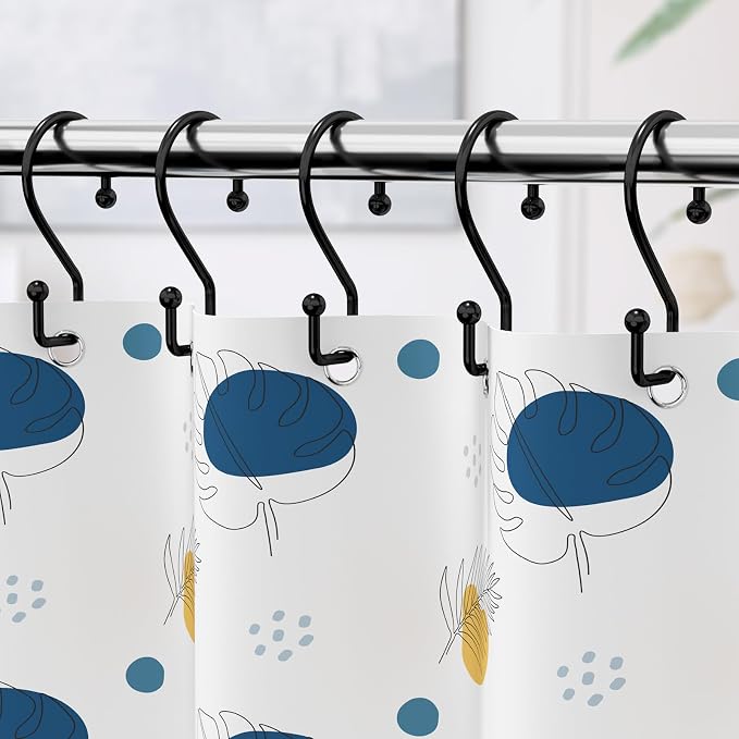 Goowin Metal Black Shower Curtain Hooks Rings, S Shape Metal Shower Curtain - Image 2