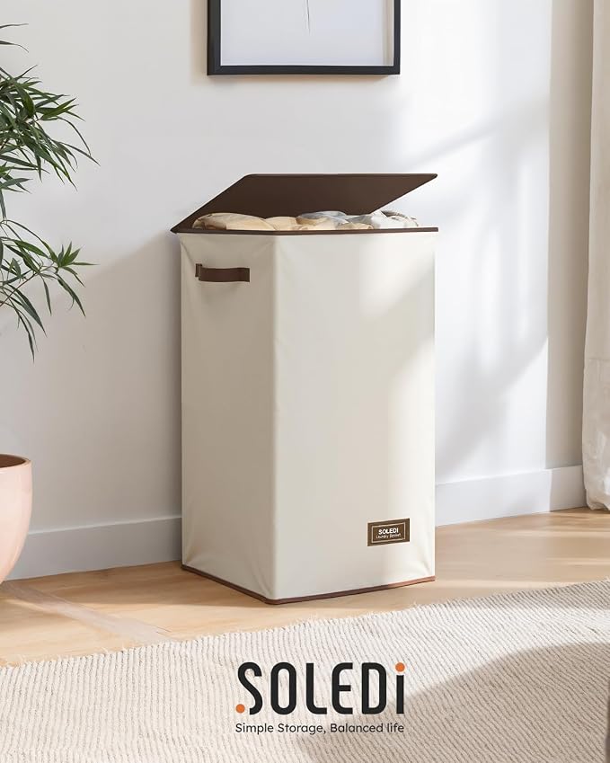 SOLEDI 90L Laundry Hamper with Lid, Large Collapsible Laundry Basket | Sturdy - Image 8