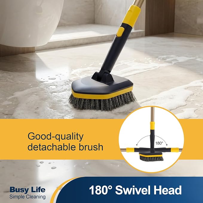 Yocada Tub Tile Scrubber Brush 2 in 1 Cleaning Brush 4*Scouring Pads 58.2" - Image 6