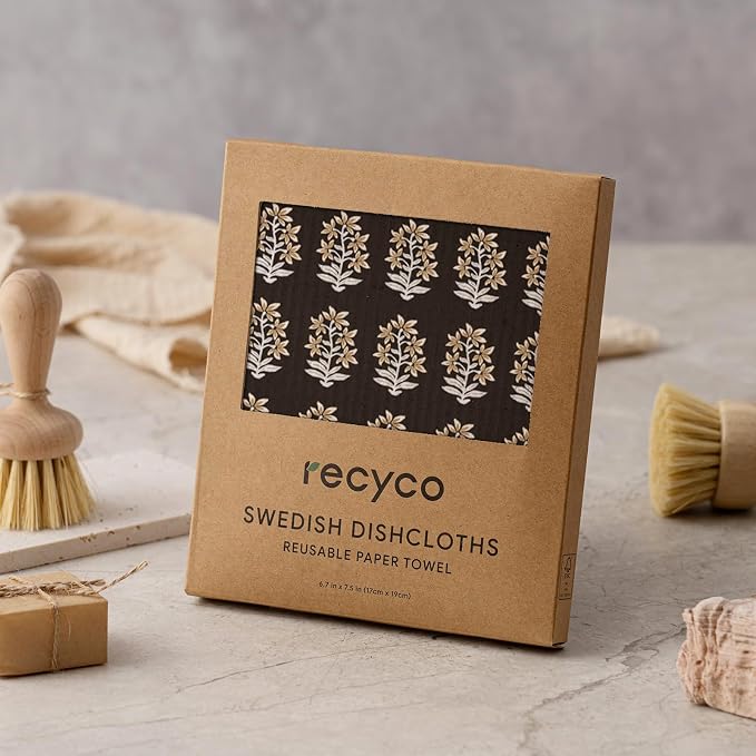 RECYCO Swedish Dishcloths for Kitchen | 6 Pack Heritage Florals Neutral - Image 9