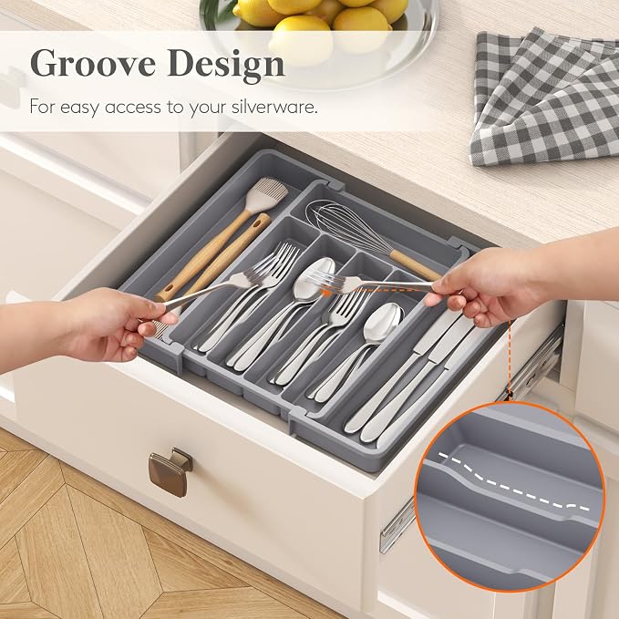 Lifewit Expandable Silverware Drawer Organizer, Kitchen Utensil Tray | BPA-free - Image 7