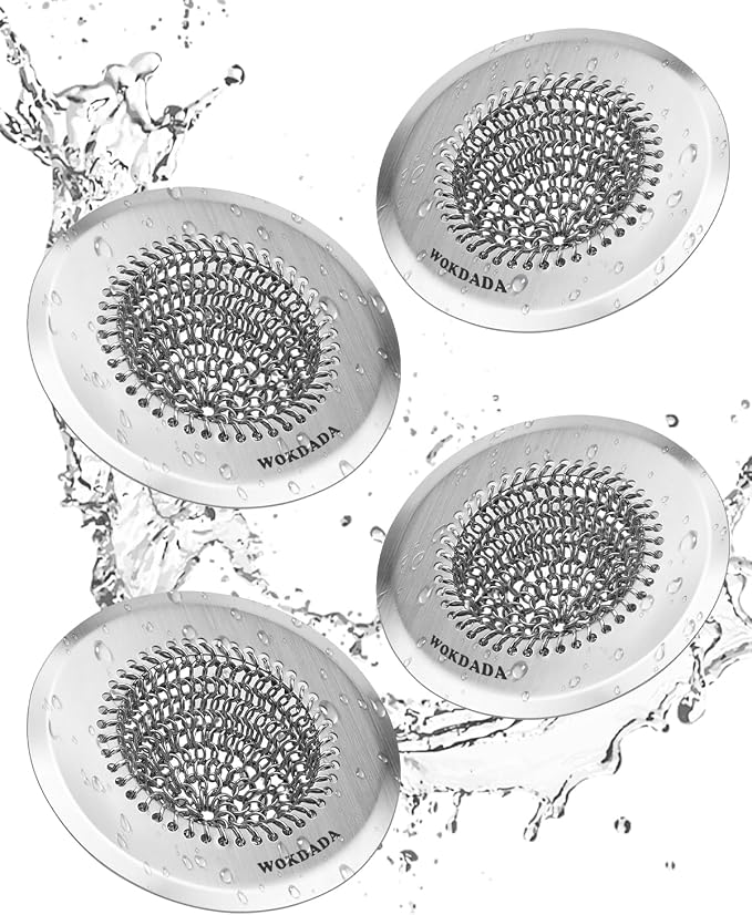 4 Pack Kitchen Sink Drain Strainer, Patented Reversible Chain Mesh Basket by Wokdada