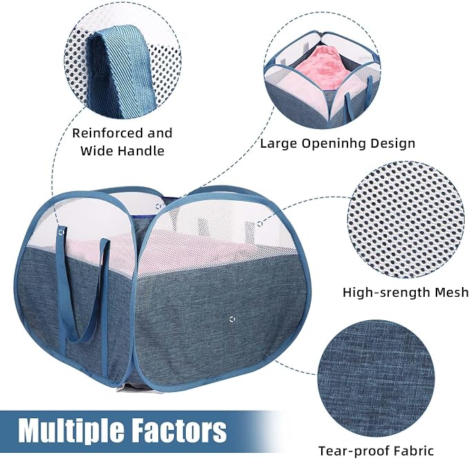 Collapsible Laundry Baskets, Tear Proof Pop Up Laundry Hamper - Image 5