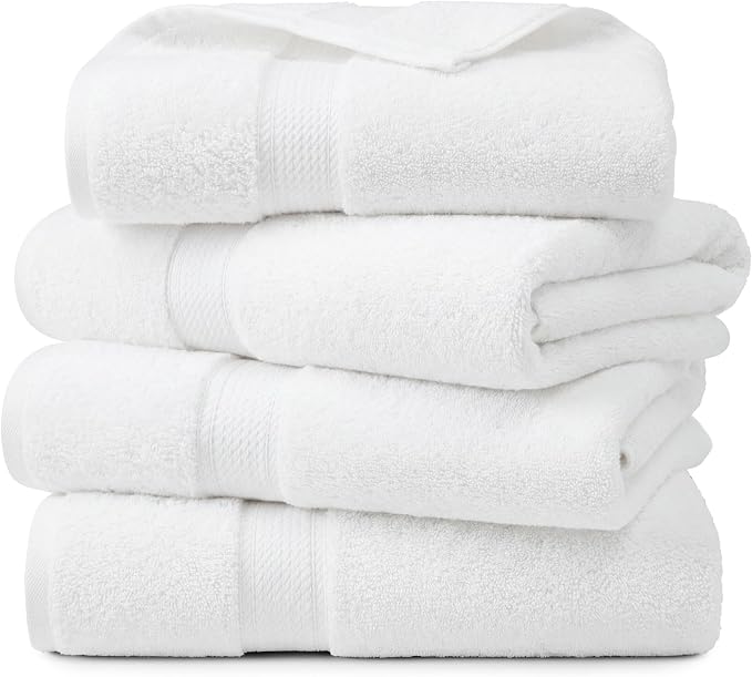 Superior Egyptian Cotton Plush & Absorbent, Bath Towel Set of 4, Soft Luxury by SUPERIOR