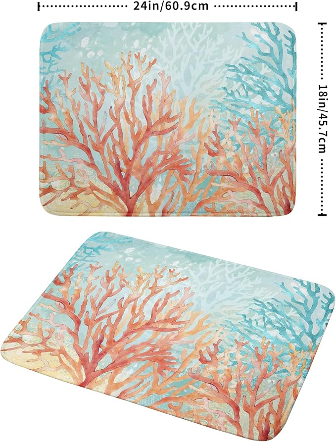 Giwawa Coastal Coral Dish Drying Mat Beach Ocean Drainer Rack Mat 18x24 Inch - Image 2