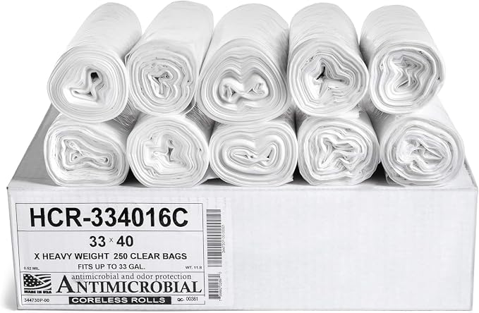 Aluf Plastics HCR-334016C 33 Gallon Clear Trash Bags by AlufPlastics