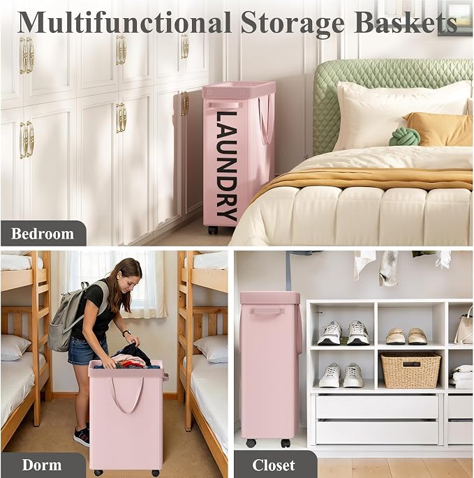 Optish 50L Slim Rolling Laundry Basket - Image 6