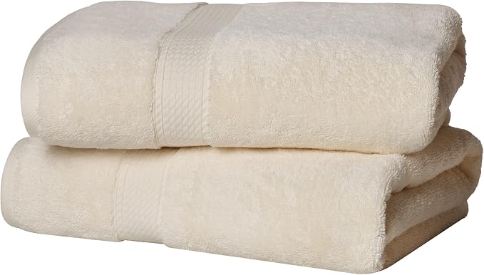 SUPERIOR Egyptian Cotton Plush & Absorbent, Bath Towel Set of 2, Cream | Quick - Image 2