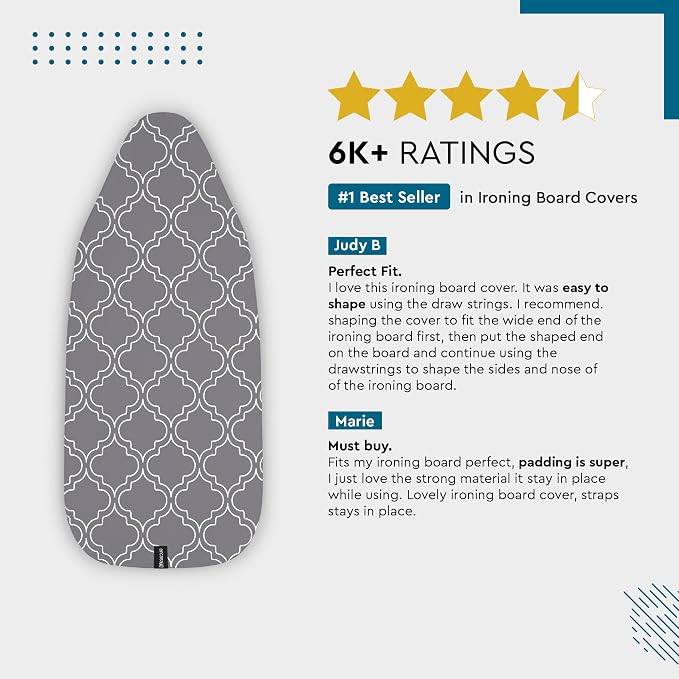 Encasa XO Ironing Board Cover and Pad, Thick Felt 42"x14" - Image 5
