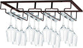 MOCOUM Wine Glasses Rack Under Cabinet Stemware Rack, Wine Glass Hanger Rack Wire Wine Glass Holder Storage Hanger for Cabinet Kitchen Bar (Brown, 4 Rows 1 Pack)