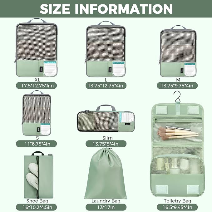 BAGAIL 4 Set/6 Set/8 Set Compression Packing Cubes Travel Accessories - Image 2
