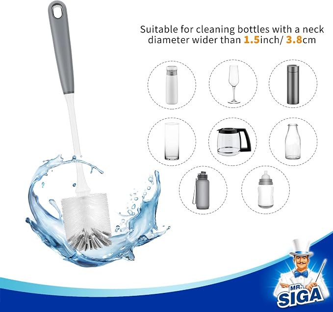 MR.SIGA Long Handle Bottle Brush, Non-Scratch Water Bottle Brush Cleaner | 2 - Image 3