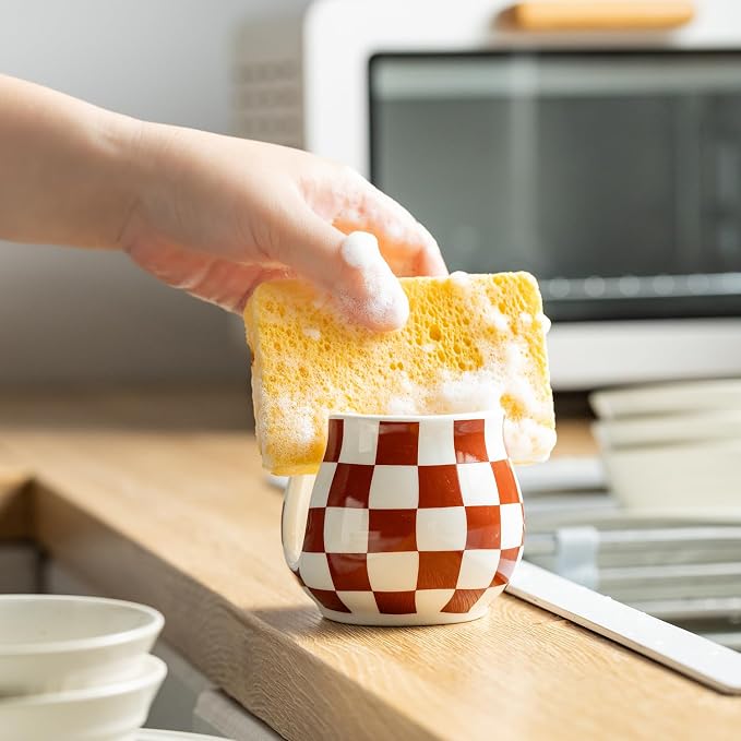 Zoeeker Sponge Holder for Kitchen Sink, Ceramic Checkered Dish Sponge Caddy - Image 6