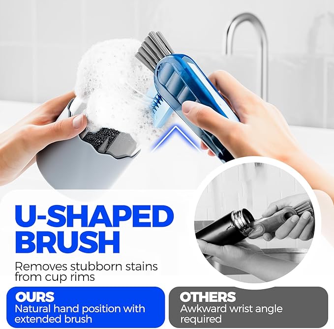 Holikme 6 Pack 4 in 1 Cup Lid Cleaning Brush 3 Straws Bottle Brush, Silicone - Image 2