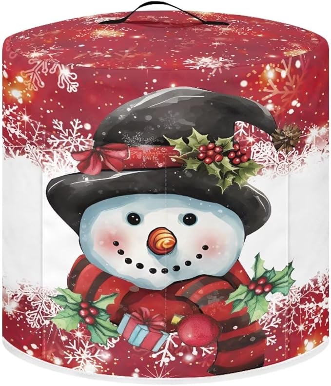 Pressure Cooker Cover for 6 Quart Air Fryer Accessories, Stain Resistant Electric Appliance Cover with Pockets Christmas Decor Cute Snowman
